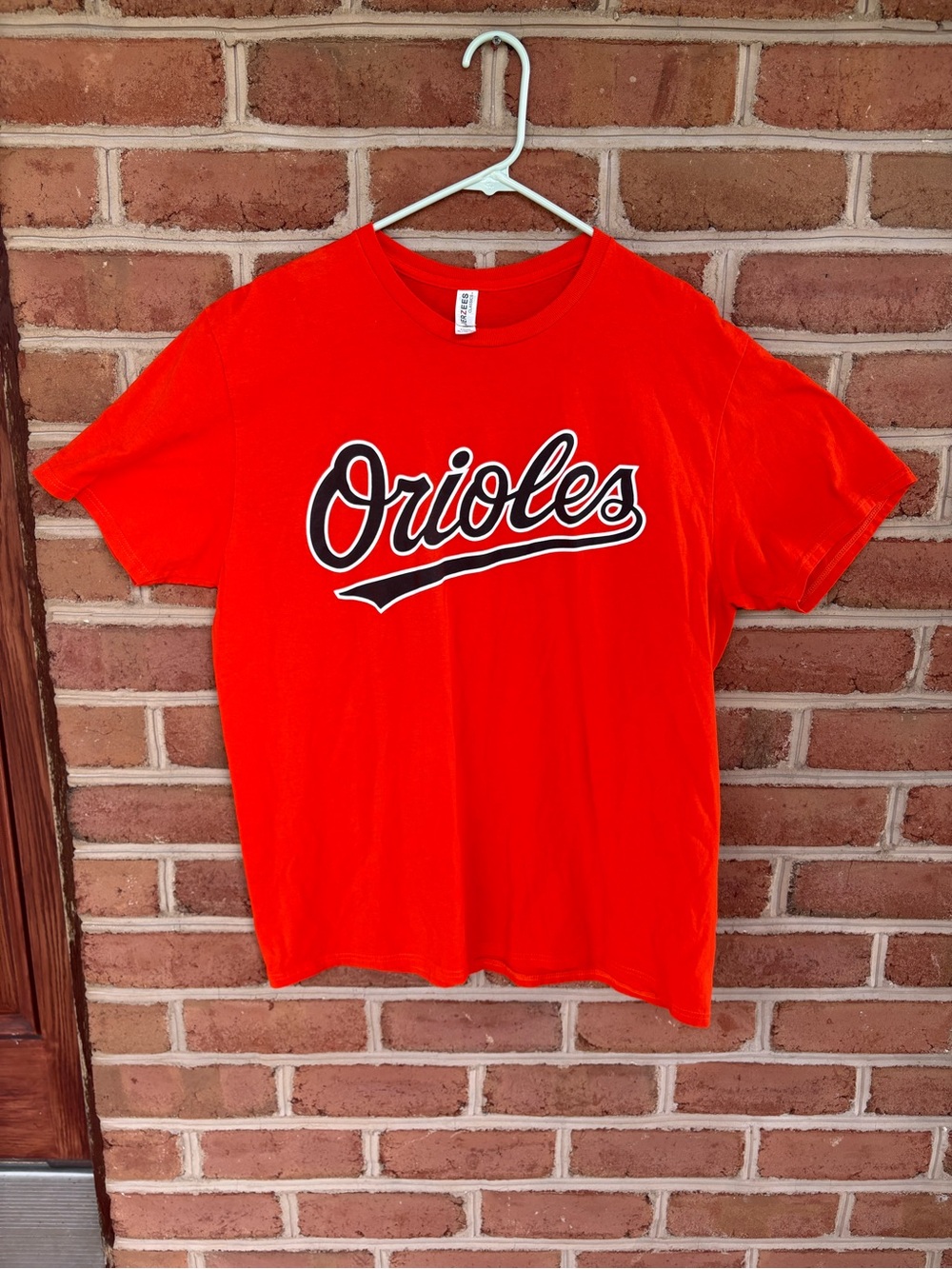 Jerzees Orange Orioles Script Short-Sleeve Tee. MLB